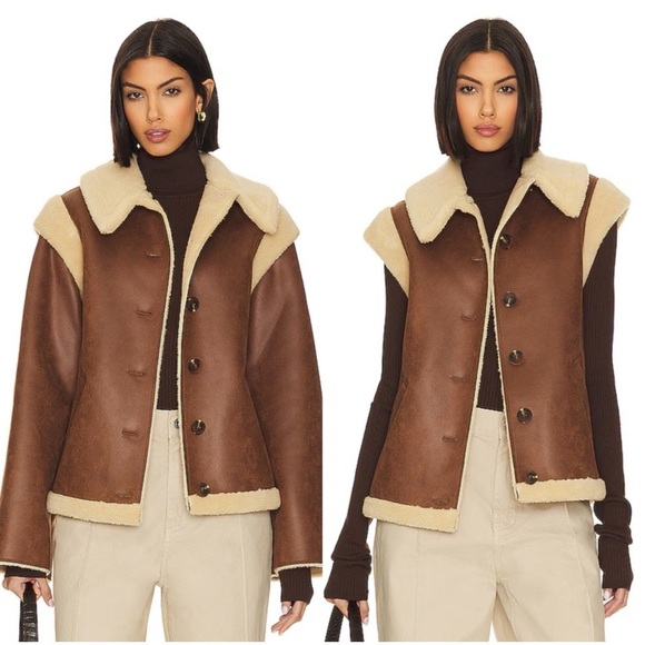 LPA Bona Sherpa Jacket In Burnished Brown - Picture 4 of 10